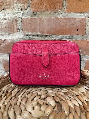 kate spade Hot Pink Pebbled Leather Crossbody Wallet